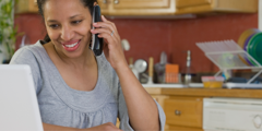 Woman Phone Kitchen